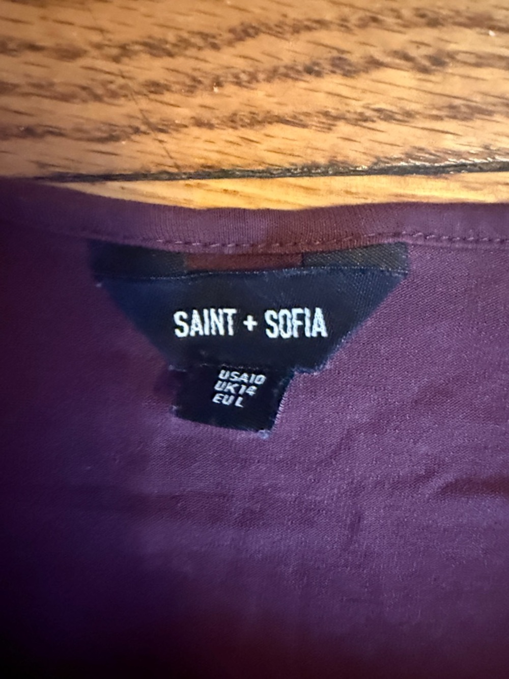 Draped Neck Long-Sleeve Top in Deep Plum - Picture 2 of 3